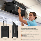 20" Ride-On Luggage with Child Seat, Hardside Carry-On Suitcase with Shockproof 360° Silent Spinner Wheels, TSA Lock, Kids & Adults & Busy Moms