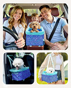 BurgeonNest Center Console Dog Car Seat for Small Dogs, Puppy Cat Car Seat Booster with Soft Cushion Safety Belt, Seats Safe & Cozy Metal Frame Armrest Dog Booster Pet Under 11 lbs (Word)