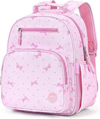 mibasies Girls Backpack 5-8: Lightweight Kids Backpacks for Girls - Girl Bookbag for Elementary School - Polka Dot Bow Pink