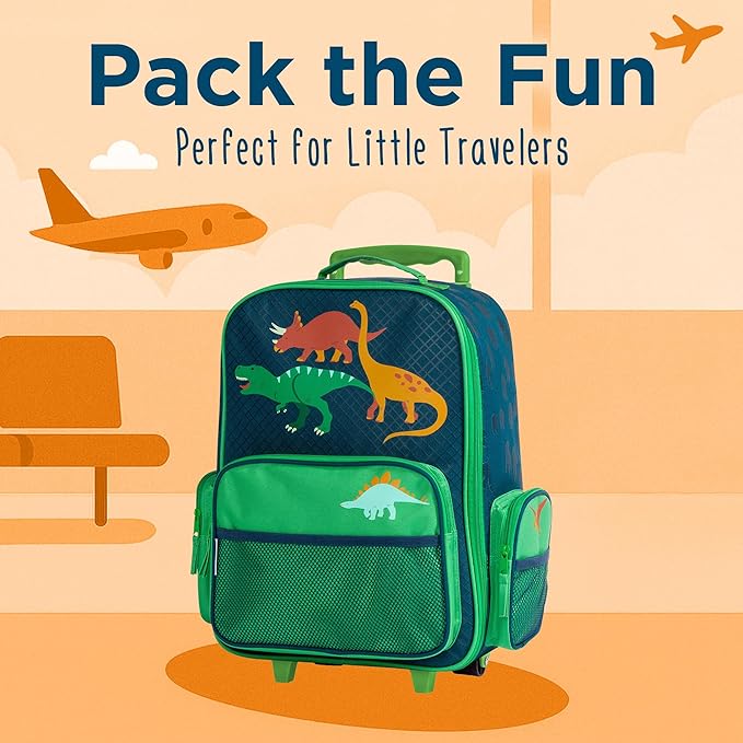 Stephen Joseph Kids Classic Rolling Luggage, Kids Luggage, Toddler Rolling Travel Carry On, Kids Suitcase with wheels,