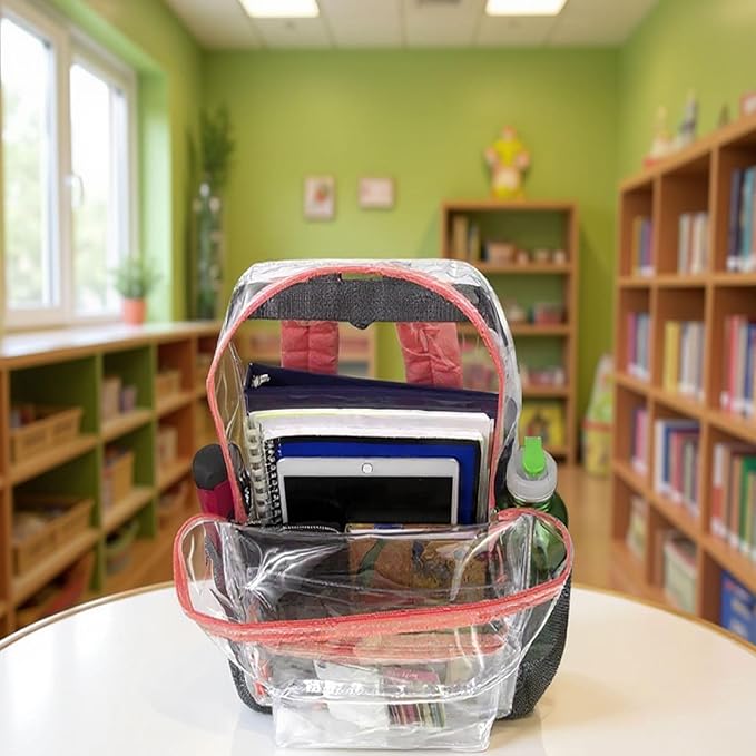 Trail maker Clear Backpack Heavy Duty with Padded Straps, Side Pockets for Kids, Boys, Girls, School, Stadium Approved Events