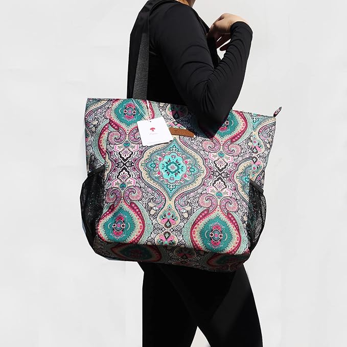 Original Floral Water Resistant Large Tote Bag Shoulder Bag for Gym Beach Travel Daily Bags Upgraded
