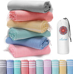 6 Packs Turkish Beach Towels Vacation Essentials Quick Dry Sand Free Soft Large Xl Big Blanket Adult Oversized Bath Pool Swim Towel Set Bulk Multipack Lightweight Thin Sandless Fast Drying Compact