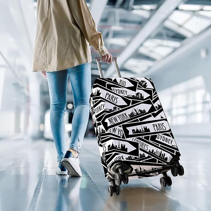 Travel Luggage Cover Suitcase Protector Fits 18-32 Inch Wheel Covers PatternedTravel Related Items Flower Luggage Protector Elastic S