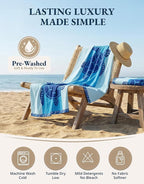 LANE LINEN Beach Towel 2 Pack, Oversized Beach Towel 39"x71", Lightweight Beach Essentials for Women, Large Pool Towel, Absorbent & Quick Dry, Sand Free Beach Towel - Turtle & Coral