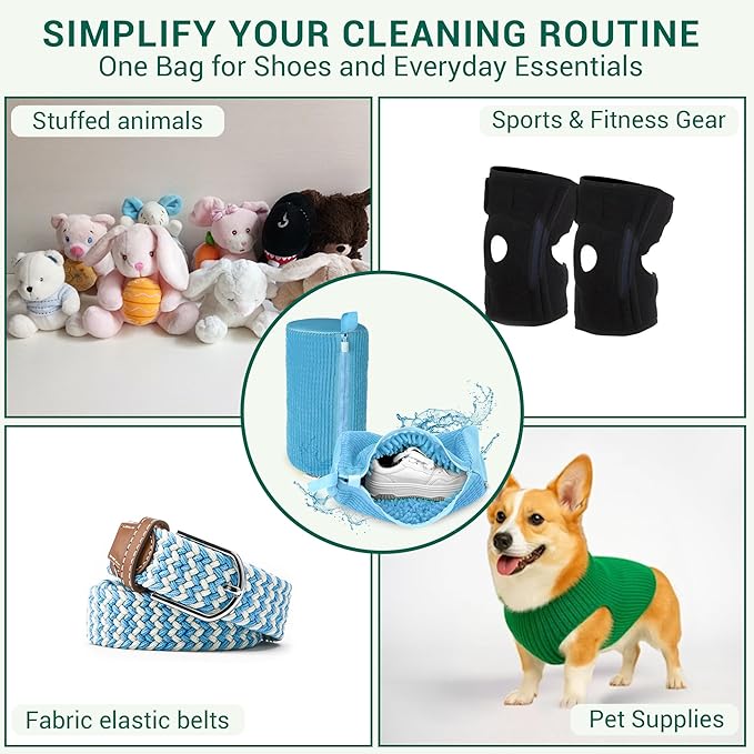 Shoe Washing Machine Bag - Set of 2 Shoe Washing Bags, 360° Deep Clean Shoes Laundry Bag, Reusable Shoe Bag for Washing Machine, Sneaker washing machine bags, Blue