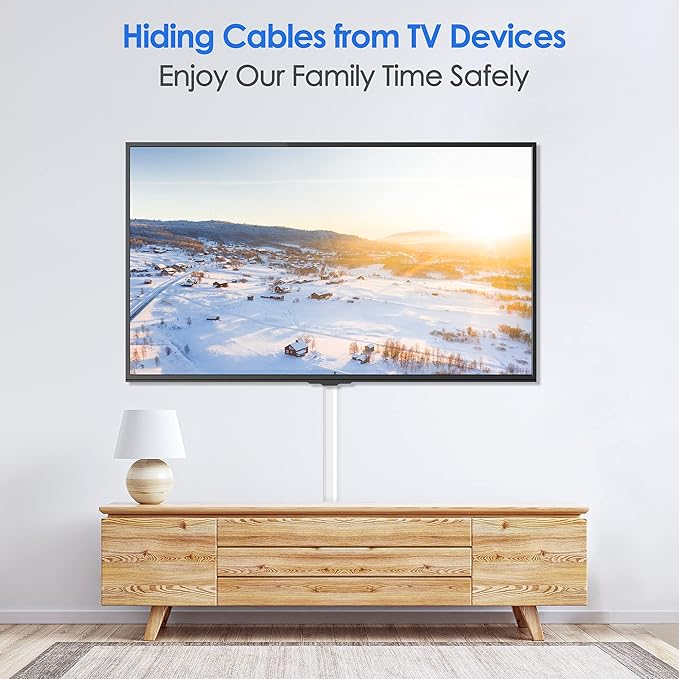 Yecaye 125in Cord Hider, Large Cord Covers for Wires on Wall, Cable Management Kit for Mount TVs, Wire Hider Cable Concealer for Home Office, W1.18in H0.6in, White