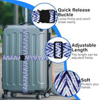 2 Pack Luggage Straps for Suitcases, Adjustable Travel Belt with Double Lock and Quick Release Buckle, Heavy Duty Nylon Bag Packing Strap, Unique Identifiers Business Travel Accessories-Blue Wave