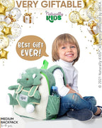Naturally KIDS Green Dinosaur Backpack for Boys 4-5, Triceratops Dinosaur Gifts for 4-5 Year Old Boys, Girls, Toddler Backpack