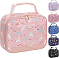 Lunch Box Kids Insulated Lunch Bag for Boys Girls Cute Reusable Lunch Tote Bag Waterproof Portable Thermal Lunch Box Kids for School Picnic Travel Pink Unicorns