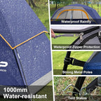 CAMPROS CP Upgraded 6/8 Person Camping Tents, Waterproof Windproof Family Tent with Larger Mesh Windows & Door, Double Layer, Easy Set Up, All-Season Dome Tent with Top Rainfly & Carry Bag