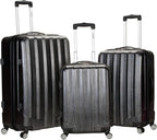 Rockland Santa Fe Hardside Spinner Wheel Luggage Set, Carbon, 3-Piece Set (20/24/28)