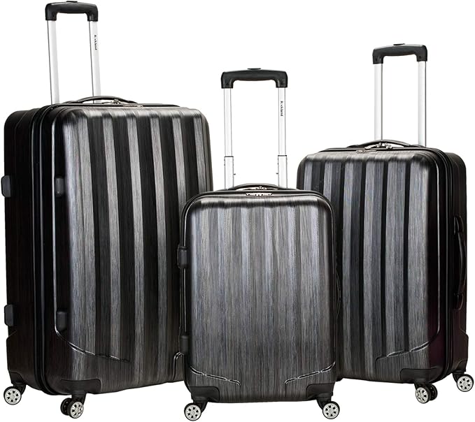 Rockland Santa Fe Hardside Spinner Wheel Luggage Set, Carbon, 3-Piece Set (20/24/28)
