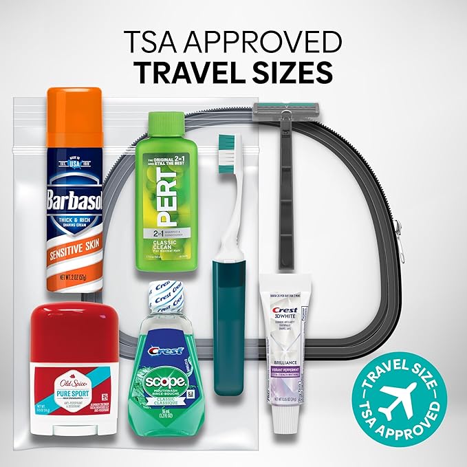 Handy Solutions Men's 9 Piece Premium TSA Compliant Travel Kit with Mouthwash