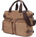 CROCOD 3 In 1 Canvas Convertible Laptop Bag for Men Women, 17.3 inch Laptop Messenger Bag Work Briefcase, Computer Shoulder Bag for Travel Business Office (17.3 Inch, Coffee) | 3 In 1, Multi-pocket