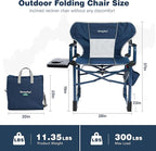 SUNNYFEEL Camping Directors Chair Set of 2 Aluminum Oversized Portable Folding Chair with Side Pocket and Adjustable Side Table for Beach, Fishing, Trip, Picnic, Lawn, Outdoor Foldable Camp Chairs