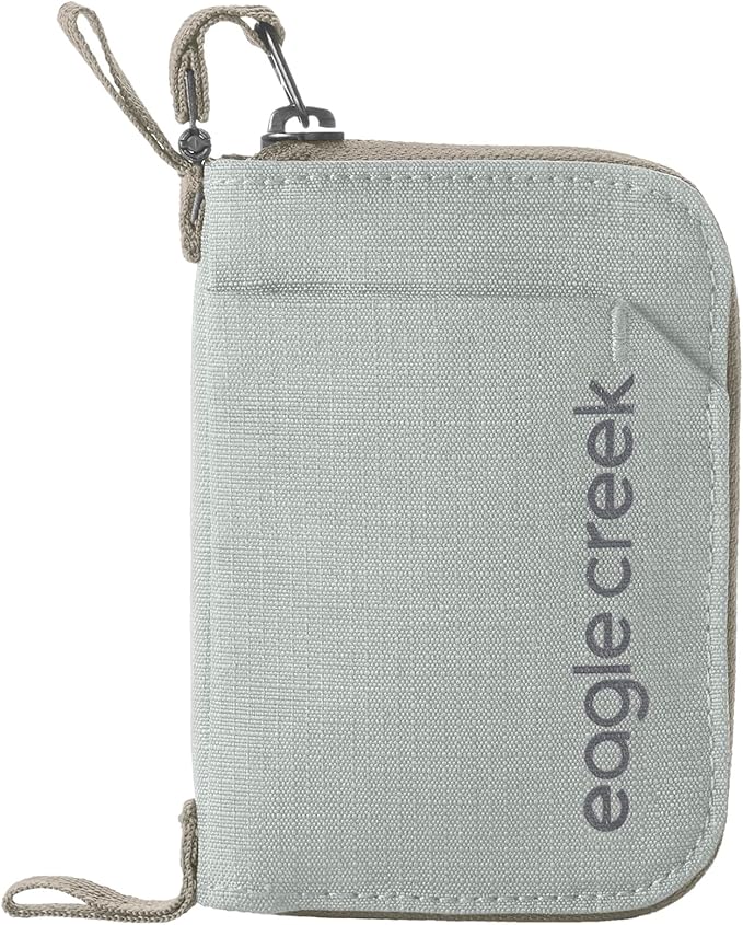 Eagle Creek Stash RFID Wallet – Slim Travel Wallet with RFID Blocking – Secure Passport, Cards & Cash – Lightweight, Water-Resistant Nylon – Zipper Closure – Unisex Design - Storm Grey