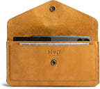 Hide & Drink, Full Grain Leather Large Female Wallet, Travel Organizer for Women, Vintage Money and Card Holder, Handmade, Old Tobacco