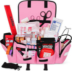 Fully Stocked EMT Trauma Bag – Tactical First Responder Medical Kit with Tourniquet, Vented Chest Seals, Hemostatic Gauze, Trauma Shears, Bandages & Bleeding Control Supplies – Pink