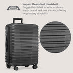 U.S. Traveler Boren Expandable Hardside Rugged Travel Luggage with 8 Spinner Wheels, Black, 3-Piece Set