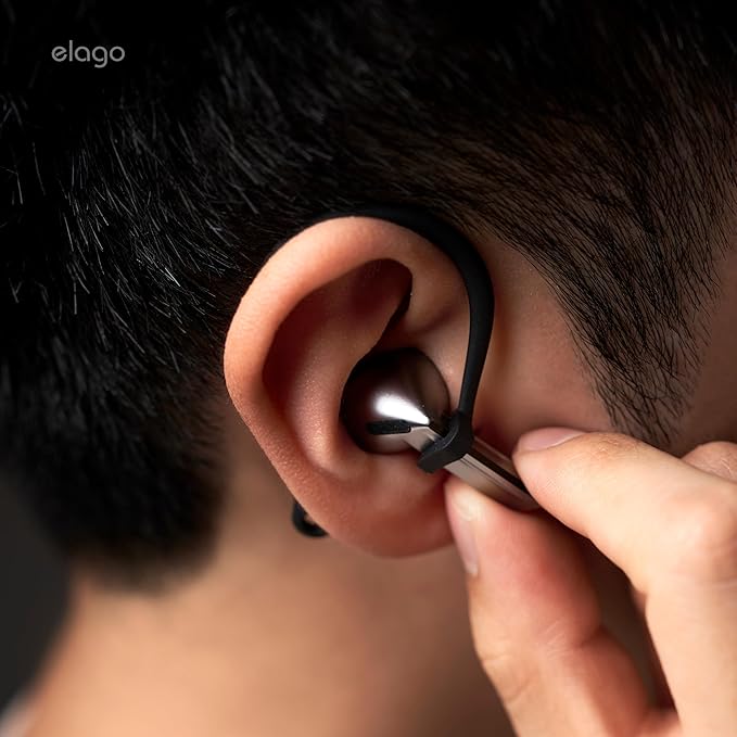 elago Ear Hooks Designed for Samsung Galaxy Buds 3 &Galaxy Buds 3 Pro Earbuds Accessories, Anti-Slip, Ergonomic Design, Comfortable Fit (Black)