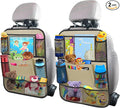 ULEEKA Car Backseat Organizer with 11" Table Holder, 10 Storage Pockets Seat Back Protectors Kick Mats for Kids Toddlers, Travel Accessories, 2 Pack, Beige