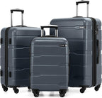 Coolife Luggage Set 3 Piece Hardside PC+ABS Suitcase with TSA Lock, Expandable Large Checked Luggage, Lightweight Rolling Carry On with Spinner Wheels(20/24/28 Inch, Teal)