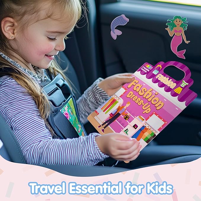 JOYIN 3 Sets Dress-Up Reusable Sticker Book for Toddlers, 3D Sticker Book for Kids 3 4 5, Travel Essentials, Airplane Activity Toys, Crafts Gifts, Birthday Gifts - Fashion, Mermaid, Princess