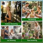 Portable Camping Shower Head with Pump - Dessports 6000mAh Rechargeable Outdoor Camp Shower Kit with Smart LED Display, 5 Pressure Levels, 4 Modes, IPX8 Waterproof for Hiking, RV, Car Wash & Pet