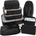 Shacke Packing Cubes for Travel 8 Set - Premium Luggage Organizer Bags - Versatile Travel Organizer for Women and Men - Optimized Packing Bags - Travel Essentials (Air Black)