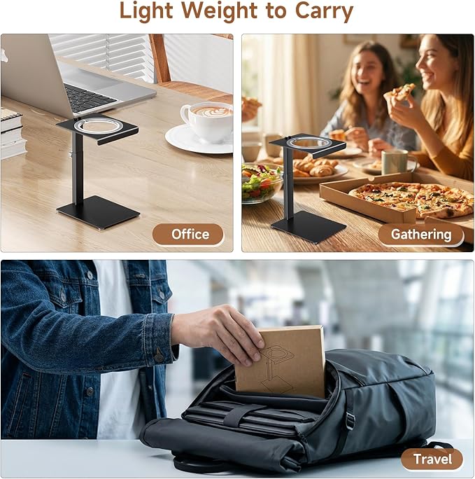 Portable Coffee Maker Stand,Adjustable-height Pour Over Dripper Stand with Base,Espresso Machine Holder for Home,Desk,Travel,Camping( Square/Black)