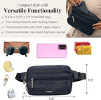 Baggallini Securtex Anti-theft Belt Bag 8.8"x5.5" Crossbody Fanny Pack for Women RFID Wallet Locking Zipper Travel Purse
