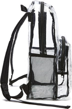 Amazon Basics Transparent Clear School Backpack, Water-Resistant PVC Plastic, Reinforced Shoulder Straps, 17 x 7 x 13 in