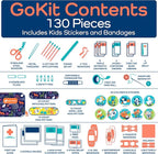 KeepGoing Travel First Aid Kit for Kids – 130 Pc. for Car, Home, Purse, Diaper Bag & Backpack with Latex-Free Bandages - Mini First Aid Kit Travel Size TSA-Approved