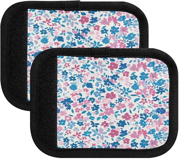 Qilmy Fresh Style Floral Fragments Luggage Handle Wrap 2Pack Luggage Identifiers Tag Comfort Handle Grips Cover for Stroller Suitcase Bag Airplane Travel Accessories1496