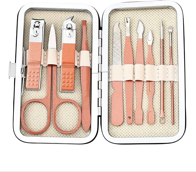 Nail Clippers Set, 10 PCS Professional Manicure Set and Pedicure Kit with Travel Case,Stocking Stuffers, Christmas Gift for Men and Women