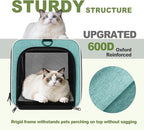 GAPZER Cat Carrier 18"x11"x11" TSA Approved Ventilated Top Open Softsided Pet Air Travel Bag, Small Animal Basic Crate Shih Tzu Dog Kennel Carry Case, 4-Mesh-Side Kitty Carry on up to 20lbs Teal
