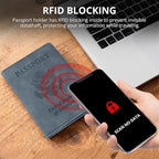 Passport Holder for Travel Essentials,RFID Blocking Passport Cover Wallet Card Case for Women and Men (Navy Gray)