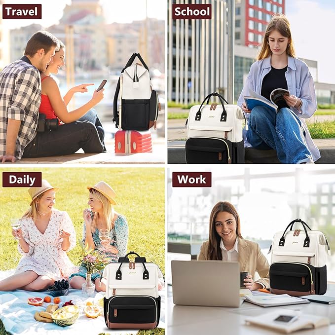 Focdod Backpack for Women 17 Inch Laptop Backpack Work Business Backpacks Purse Computer College Carry on Backpacks Nurse Bag Backbag Casual Daypack for Travel Black