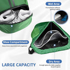 JELUTAR Drawstring Backpack Gym Bag with Shoes Compartment for Soccer, Basketball, Swim, Water-Resistant String Backpack Beach Cinch for Women Men, Dark Green, Medium