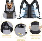 WOYYHO Pet Dog Carrier Backpack Small Dog Front Backpack Ventilated Mesh Dog Travel Back Pack with Safety Belt for Travel Hiking Cycling Outdoor Adventures (Size S: 2-4.5 lbs, Grey)