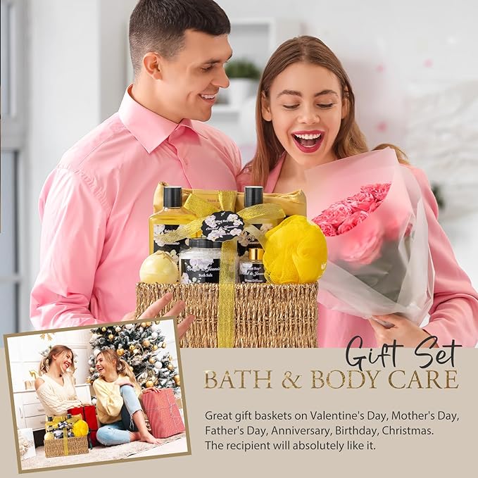 15Pcs Spa Kit Gifts for Women - skincare Bath and Body Spa Gift Basket for Women with Purse Handbag | Relaxing Care Kit Orchid Jasmine Mothers Day Gifts for Mom Gift Baskets for Anniversary
