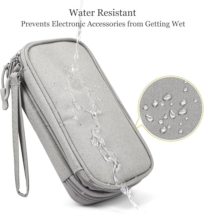 CAOODKDK Electronic Organizer Bag, Waterproof Portable Electronic Organizer Travel Accessories Cable Bag Universal Cord Storage Case for CableCord Storage Double Layer - Gray, Large