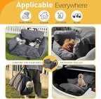 4-in-1 Dog Car Seat, Convertible Pet Booster Seat for Small Medium Dogs Up to 25lbs, Portable Travel Bed Sofa Pad with Safety Strap & Foldable Storage for Car Home Use