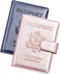 Herain Passport Holder for Travel Essentials, 2 Pcs Passport Cover Wallet Case Travel Gifts Women Men Family, RFID Passports Book Card Holders Travels Cruise Accessories Must Haves