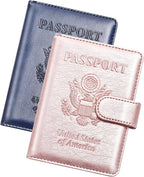 Herain Passport Holder for Travel Essentials, 2 Pcs Passport Cover Wallet Case Travel Gifts Women Men Family, RFID Passports Book Card Holders Travels Cruise Accessories Must Haves