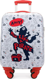 Nautica Kids Luggage - 18" Airline Approved Rolling Hardside Upright Carry-on Suitcase with Wheels (Pirate Ahoy)