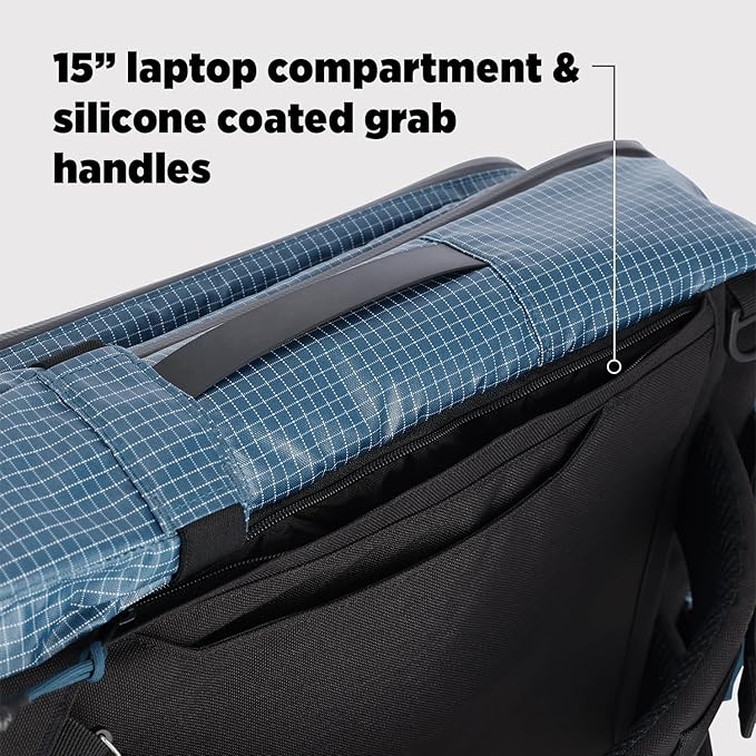 Topo Designs Global Travel Bag 30-40 Liter - Carry-on Compliant Versatile Pack, 3 Carry Options, External Laptop Sleeve (Eco-Friendly, 30L, Apex Pond Blue)