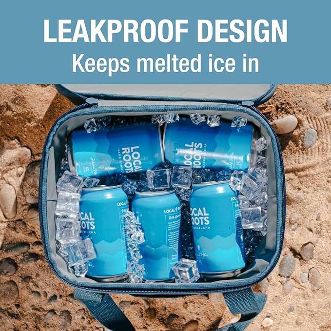 CleverMade Pacifica Collapsible Cooler Bag – Small Portable Cooler Bag for Travel, Foldable Insulated Cooler for Beach, Picnic & Road Trips, Holds Up to 18 Cans, Leakproof Soft Carry Cooler - Ocean