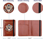 TOURSUIT RFID Blocking Passport Holder for Women Men, Leather Passport Travel Wallet with Metal 3D Metal Badge, Travel Document Holder Cover Accessories (Brown)